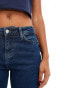 Pieces Kelly mid rise straight leg jeans in dark blue denim