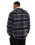 Tommy Jeans Sherpa Collar Check Casual Overshirt in Black