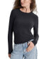 ფოტო #1 პროდუქტის Petite Long-Sleeve Ribbed Crewneck