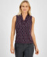 ფოტო #1 პროდუქტის Women's Pleated-Neck Printed Sleeveless Top