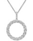 ფოტო #1 პროდუქტის Diamond Circle 18" Pendant Necklace (1/2 ct. t.w.) in Sterling Silver