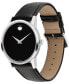 ფოტო #2 პროდუქტის Women's Swiss Museum Classic Black Leather Strap Watch 33mm