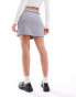 Фото #2 товара Pimkie wrap detail mini skirt in grey pinstripe