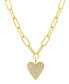 Gold Adjustable Chunky Paperclip Link Pave Heart Necklace