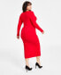 ფოტო #2 პროდუქტის Plus Size Rib-Knit Lace-Up Sweater Dress, Created for Macy's