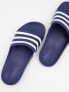 adidas Swim Adilette white stripe sliders in navy