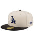 Фото #1 товара Men's Cream Los Angeles Dodgers Game Night Leather Visor 59fifty Fitted Hat
