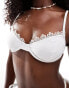 Фото #1 товара Miss Selfridge lace trim cupped bikini top in cream