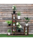 Outdoor Wooden Plant Flower Display Stand 6 Wood Shelf Storage Rack