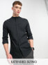 Фото #1 товара ASOS DESIGN easy iron slim fit poplin shirt with grandad collar in black