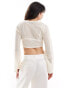 Wednesday's Girl crochet tie front crop top in cream