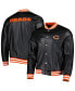ფოტო #4 პროდუქტის Men's Black Chicago Bears Metallic Bomber Full-Snap Jacket