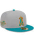 Men's Gray, Teal Los Angeles Angels 59FIFTY Fitted Hat Gray, Teal, 8 - фото #1