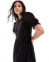 New Look plain smock midi dress in black