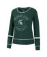 Фото #3 товара Women's Green Michigan State Spartans Heathrow Super Soft Long Sleeve T-shirt