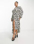 Фото #2 товара ASOS DESIGN Curve collared wrap midi dress in abstract mono print