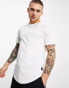 ONLY & SONS longline curve hem t-shirt in white