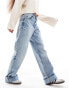 Фото #2 товара Stradivarius Petite wide leg dad jean in light blue