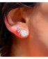 ფოტო #2 პროდუქტის Suzy Levian Sterling Silver Cubic Zirconia Pink Heart-Cut Love Stud Earrings