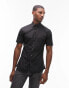 Topman short sleeve formal slim fit shirt in black Черный, S - Chest 38 - фото #1