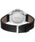 Men's Troper Quartz Fashion Chrono Black Leather Watch 45mm