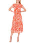 Women's Tropical-Print Flutter-Sleeve Smocked-Waist Midi Dress