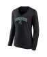 Women's Black Michigan State Spartans Evergreen Campus Long Sleeve V-Neck T-shirt