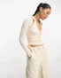 Фото #2 товара ASOS DESIGN cut out shoulder ruched front shirt in buttermilk