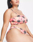 Фото #8 товара COLLUSION Plus tie dye sun print bikini top with double stap in pink