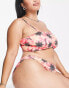 COLLUSION Plus tie dye sun print bikini top with double stap in pink