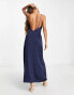 Фото #4 товара Vila Bridesmaid satin cowl neck maxi dress in navy blue