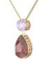 Фото #4 товара Swarovski gold-Tone Color Crystal 14-7/8" Reversible Pendant Necklace