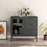 Sideboard BILAL Stahl u. Hartglas Grau