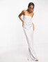 Pretty Lavish metallic satin maxi dress in silver