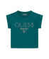 Big Girls Short Sleeve T-shirt with GUESS Heat Seal Rhinestone Logo