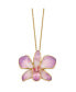 Фото #2 товара Diamond2Deal 24K Gold-trim Lacquer Dipped White Lilac Dendrobium Orchid Necklace
