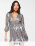 Фото #1 товара River Island Petite metallic thread mini dress in silver