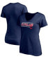 ფოტო #1 პროდუქტის Women's Navy Cleveland Indians Mascot in Bounds V-Neck T-shirt