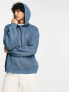 ASOS DESIGN oversized knitted jumper with hoodie in blue