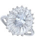 ფოტო #1 პროდუქტის Cubic Zirconia Tapered Flower Oval & Baguette Ring (5-3/8 ct. t.w.) in Sterling Silver (Also Available in Orange, Blue, and Light Blue)