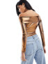 Фото #7 товара ASOS DESIGN off shoulder bronze foil long sleeve