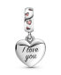 ფოტო #2 პროდუქტის Cubic Zirconia Mom Script Heart Dangle Charm