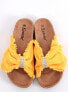 Фото #2 товара Женские плетеные кожаные сандалии на пробке, желтые, BG60P