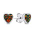 Delicate silver earrings Hearts with synthetic opals EA610WBC