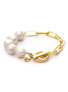 Natural Pearl Bead and Chain Toggle Bracelet