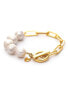 Natural Pearl Bead and Chain Toggle Bracelet - фото #1