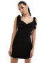 ASOS DESIGN sweetheart neck softline mini dress with bow detail straps in black 34 - фото #1