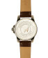 ფოტო #4 პროდუქტის Men's Watch, 46MM Silver Sandblasted Case and Bezel, Black Dial, White and Beige Index Markers, Dual Crescent Cutouts For Date Function, Analog Watch with Beige Second Hand, Brown Strap