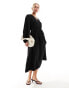 & Other Stories ruched midaxi dress with volume sleeves in black Черный, XS - EU 32-34 - фото #1