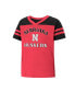 ფოტო #3 პროდუქტის Girls Toddler Scarlet, Black Nebraska Huskers Piecrust Promise Striped V-Neck T-shirt